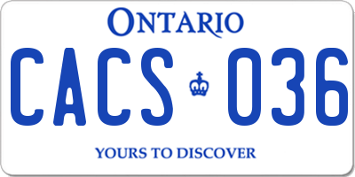 ON license plate CACS036