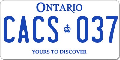 ON license plate CACS037