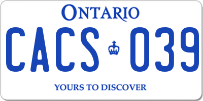 ON license plate CACS039