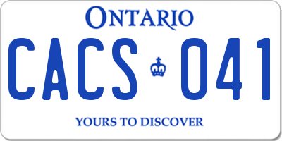 ON license plate CACS041