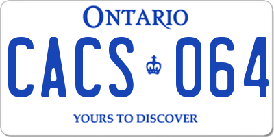 ON license plate CACS064