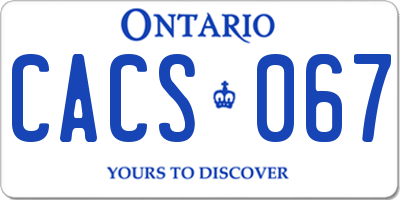 ON license plate CACS067