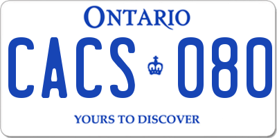 ON license plate CACS080