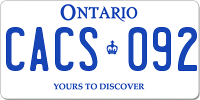 ON license plate CACS092