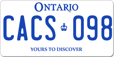 ON license plate CACS098