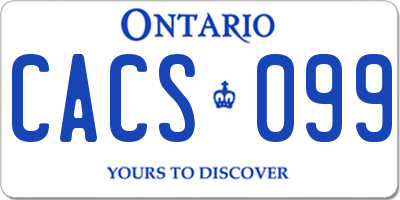 ON license plate CACS099