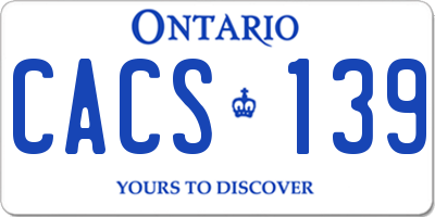 ON license plate CACS139