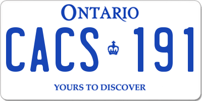 ON license plate CACS191