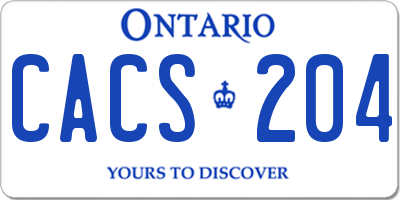 ON license plate CACS204