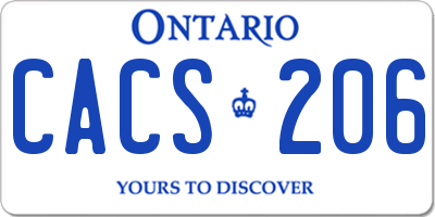 ON license plate CACS206