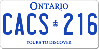 ON license plate CACS216