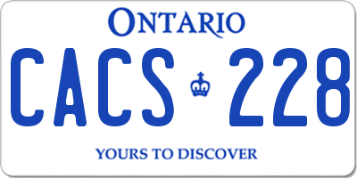 ON license plate CACS228