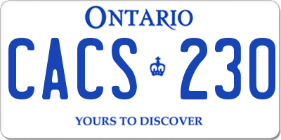 ON license plate CACS230