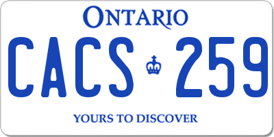 ON license plate CACS259