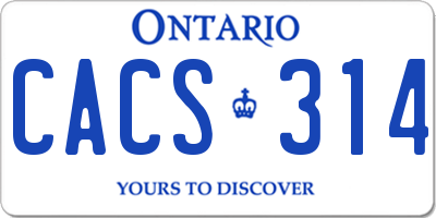 ON license plate CACS314