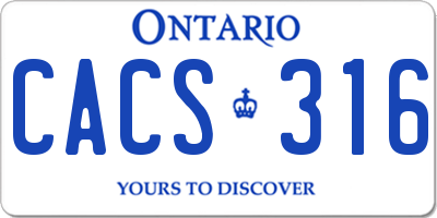 ON license plate CACS316