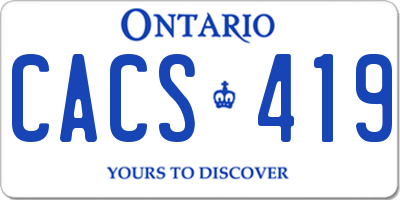 ON license plate CACS419