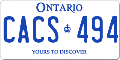 ON license plate CACS494