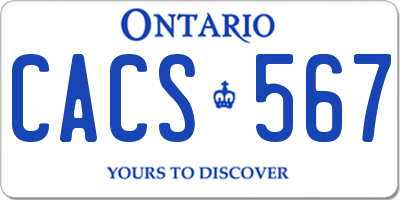 ON license plate CACS567