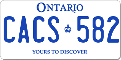 ON license plate CACS582