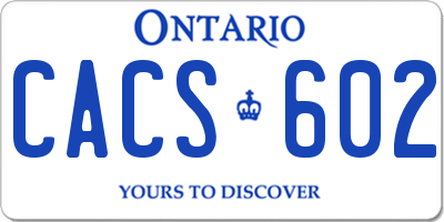 ON license plate CACS602