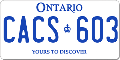 ON license plate CACS603