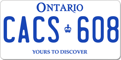 ON license plate CACS608