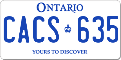 ON license plate CACS635