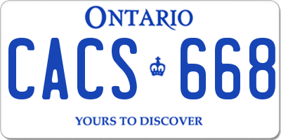 ON license plate CACS668