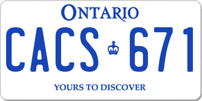 ON license plate CACS671