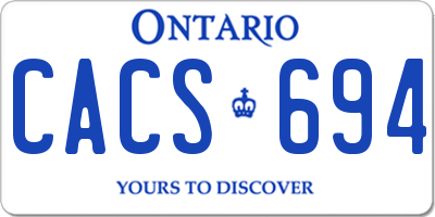 ON license plate CACS694