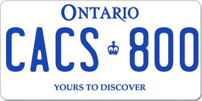 ON license plate CACS800