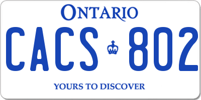 ON license plate CACS802