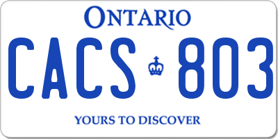 ON license plate CACS803