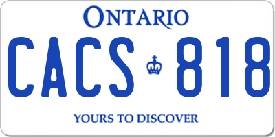 ON license plate CACS818