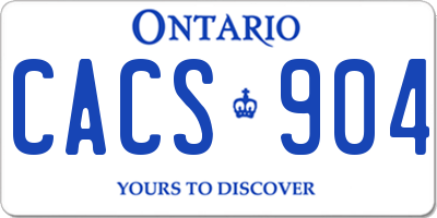 ON license plate CACS904