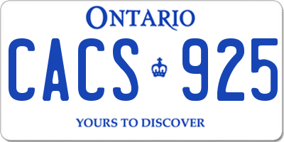 ON license plate CACS925