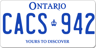 ON license plate CACS942