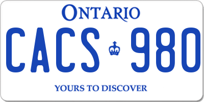 ON license plate CACS980