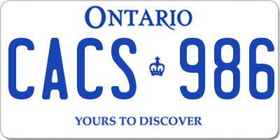 ON license plate CACS986