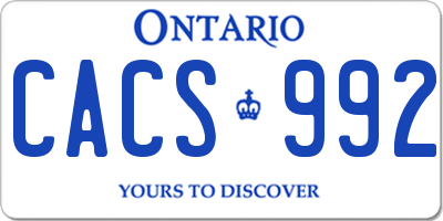 ON license plate CACS992