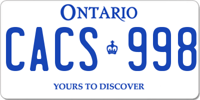 ON license plate CACS998