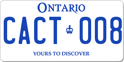 ON license plate CACT008