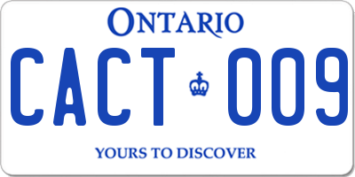 ON license plate CACT009