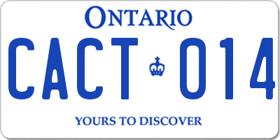 ON license plate CACT014