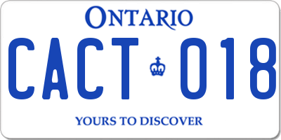 ON license plate CACT018