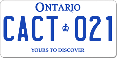 ON license plate CACT021