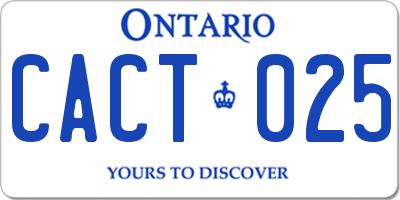 ON license plate CACT025