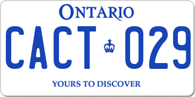 ON license plate CACT029