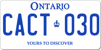 ON license plate CACT030